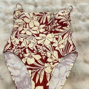 Summersalt Red and Cream One Piece Tropical Swimwear